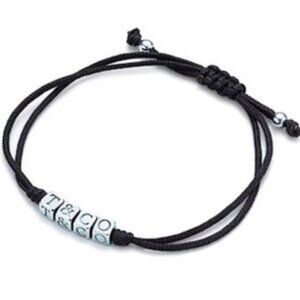 Tiffany & Co. Sterling Silver LOVE Cube Silk Cord Adjustable Bracelet